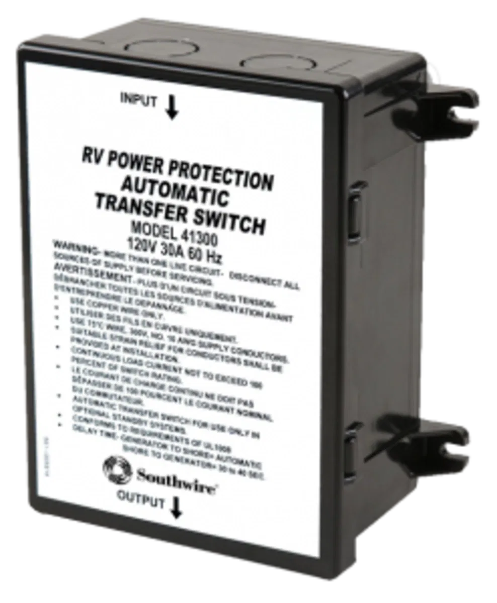 41300-001 – SOUTHWIRE Power Transfer Switch, Transfer Power Between Shore And RV Generator Automatic 120 Volt 30 Amp ...